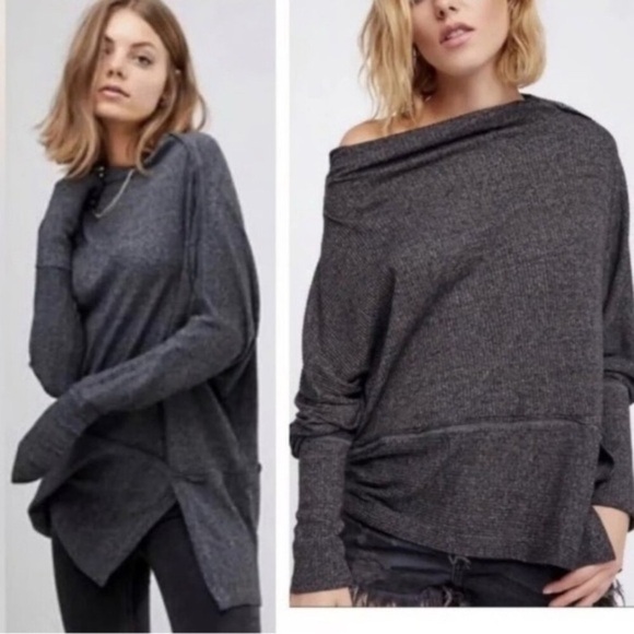 We The Free Sweaters - We the Free Free People LondonTown Grey Thermal Ribbed Sweater Size Small